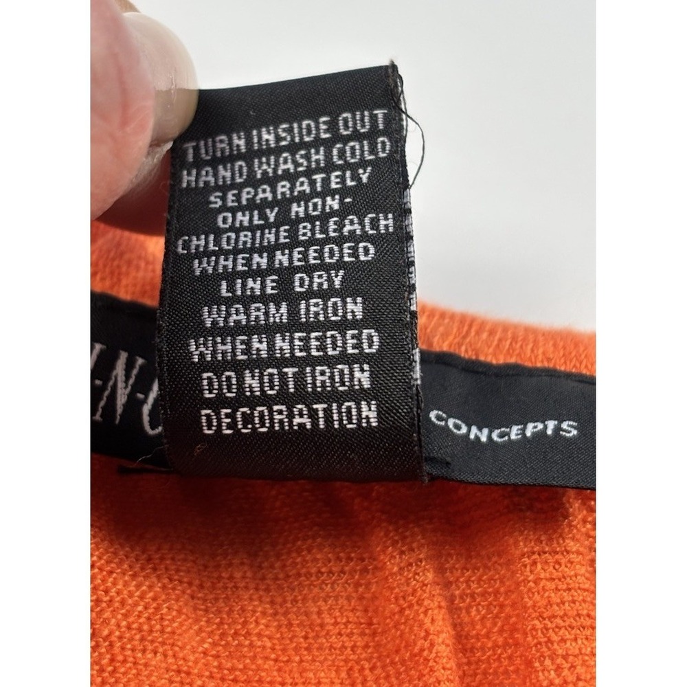 INC INTERNATIONAL CONCEPTS Orange Linen Beaded Embroidered Halter Top Sz Large - Picture 4 of 8